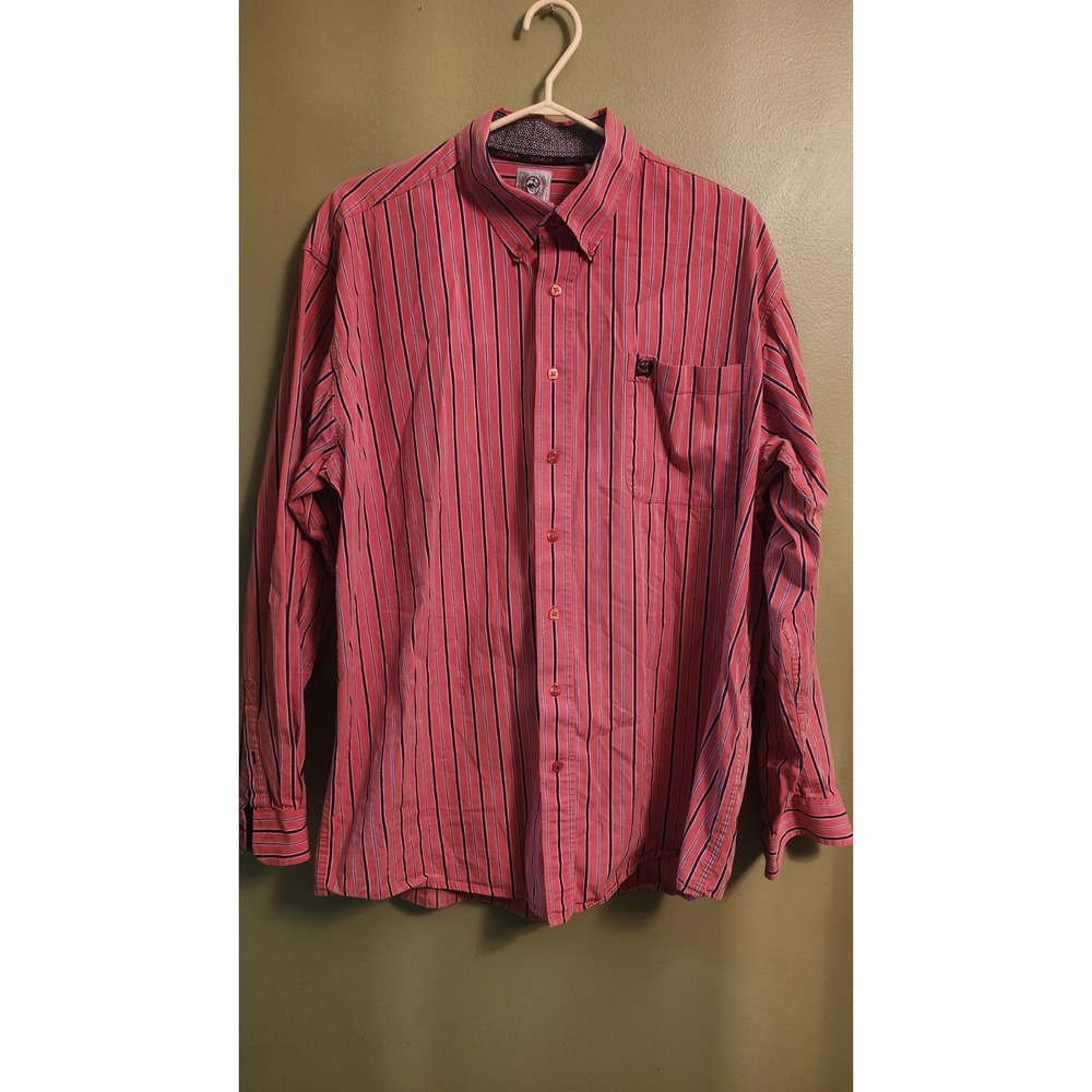 Cinch Long Sleeve Button Down Orange  Flip Cuff‎ Size L  Western Cowboy